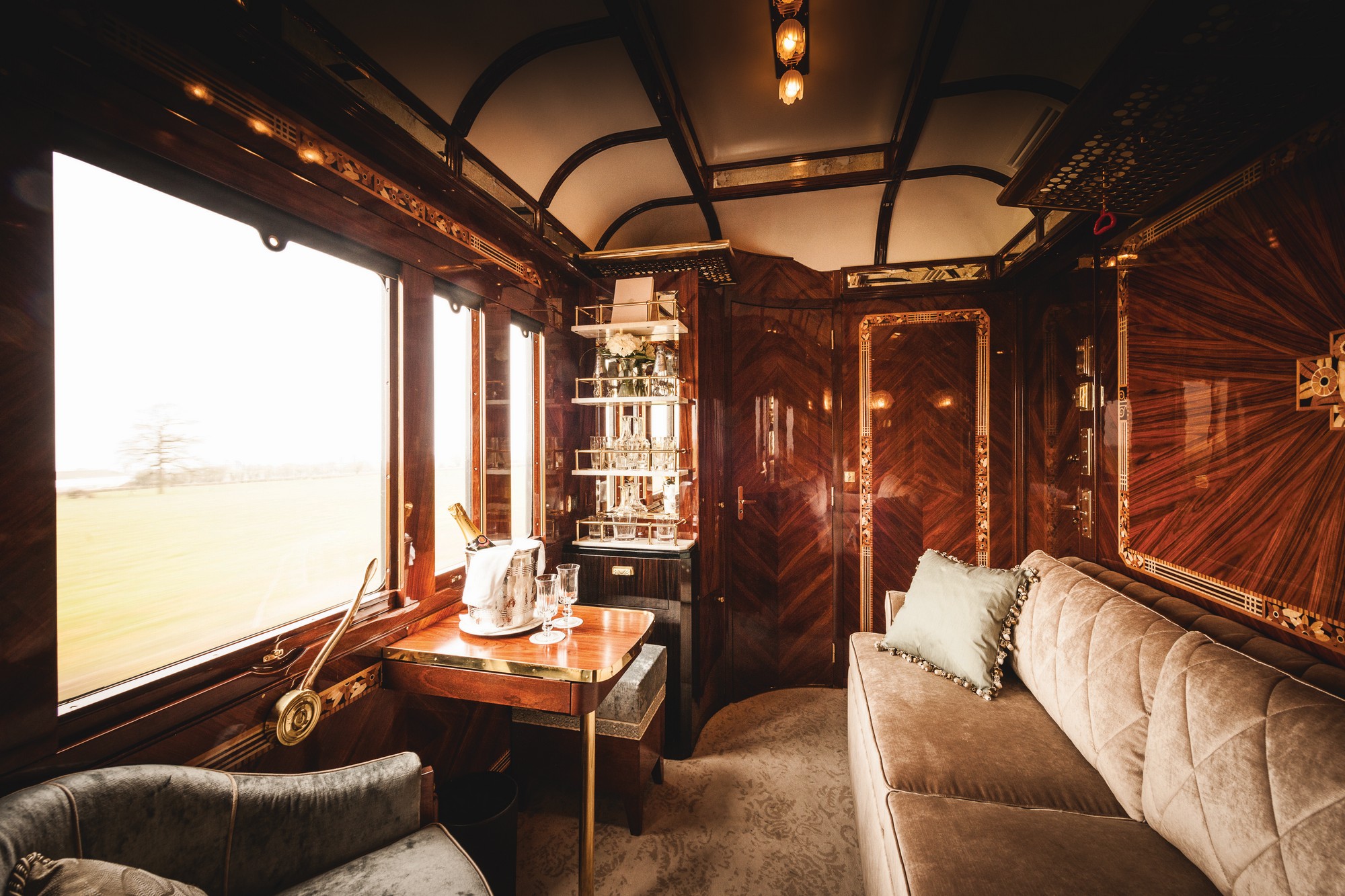 Détail boiseries marqueterie Venice Simplon-Orient-Express Belmond