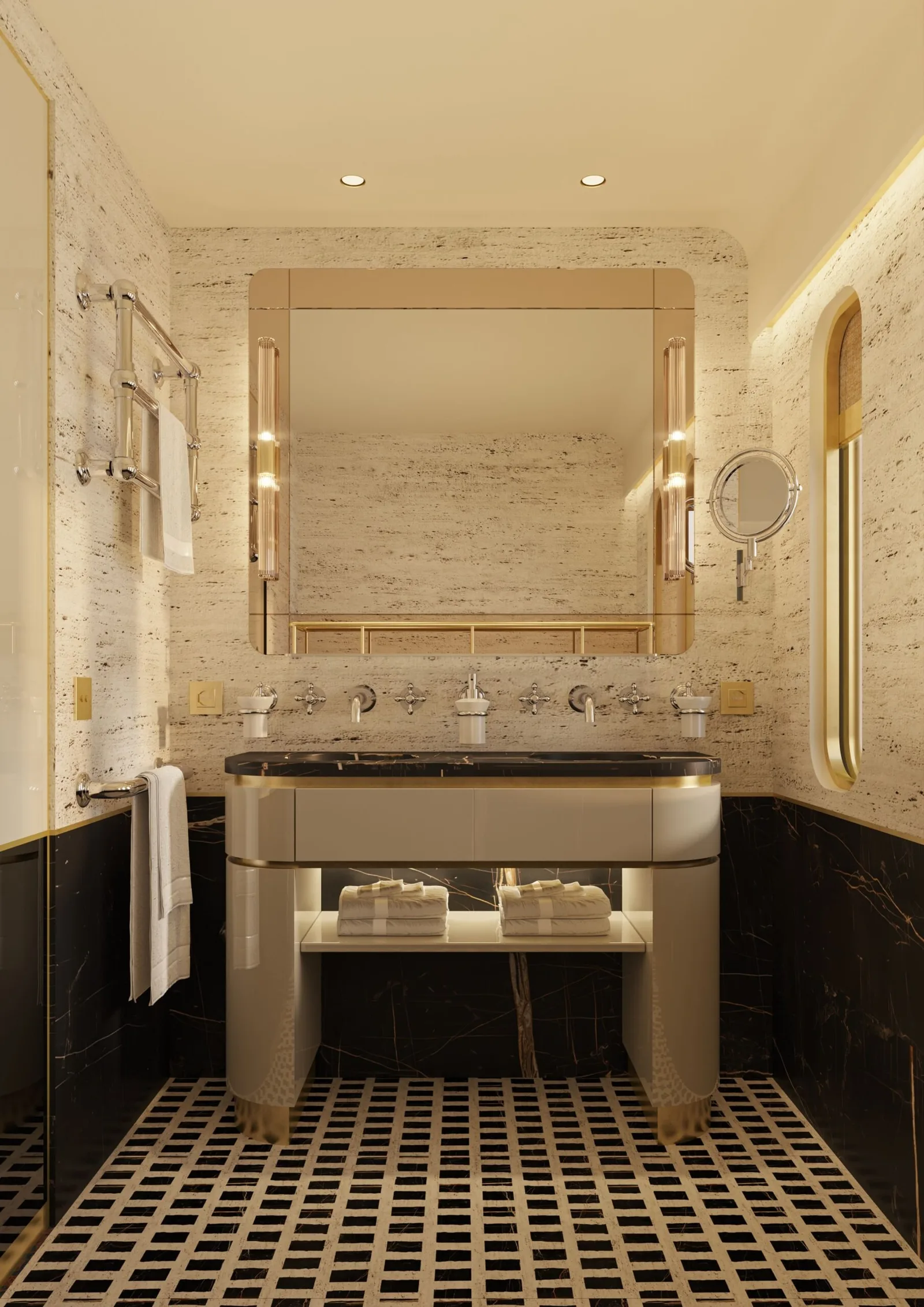 Salle de bain en marbre luxueuse de La Dolce Vita Orient Express