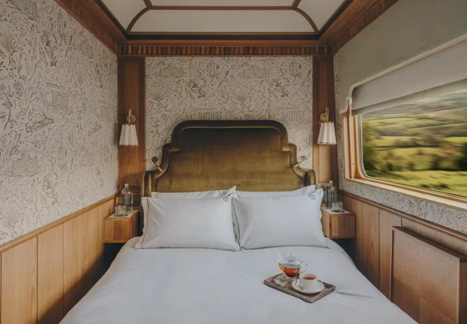 Chambre de cabine double Britannic Explorer avec tête de lit en velours vert