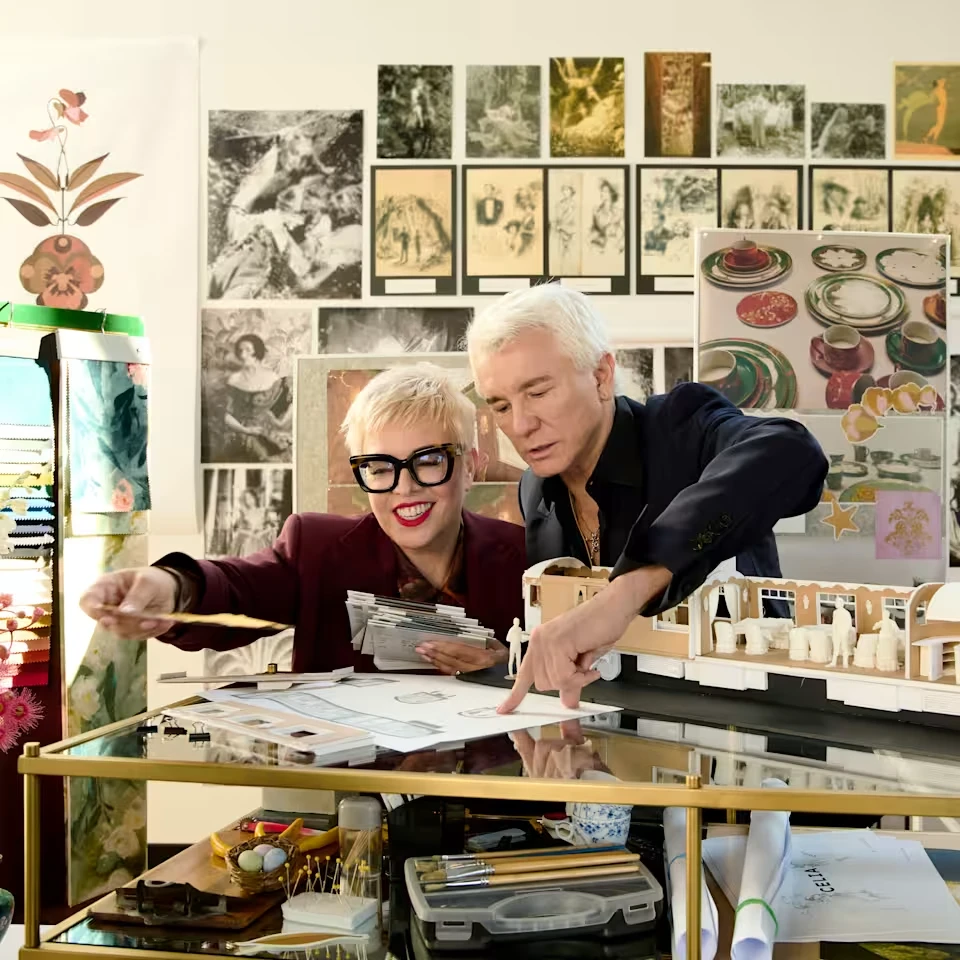 Esquisse de conception de la voiture Celia par Baz Luhrmann et Catherine Martin pour le British Pullman Belmond
